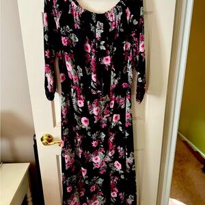 Nine West Pink and Black Bishop Sleeve Sundress